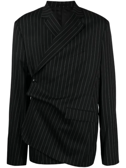 Martine Rose pinstriped wool-blend wrap blazer Black CMRAW23332W