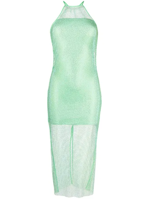 Patrizia Pepe semi-sheer construction halterneck dress Green 8A1011A9U8