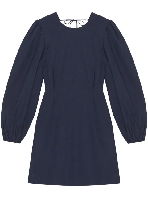 GANNI long-sleeved open-back minidress Blue F8500