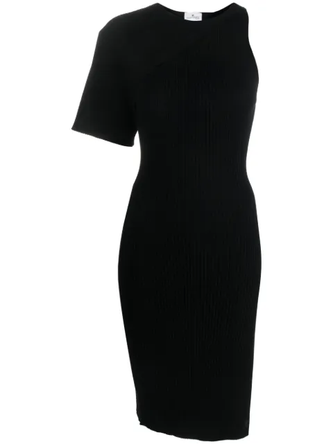 Courrèges asymmetric ribbed-knit midi dress Black 323MRO203FI0001