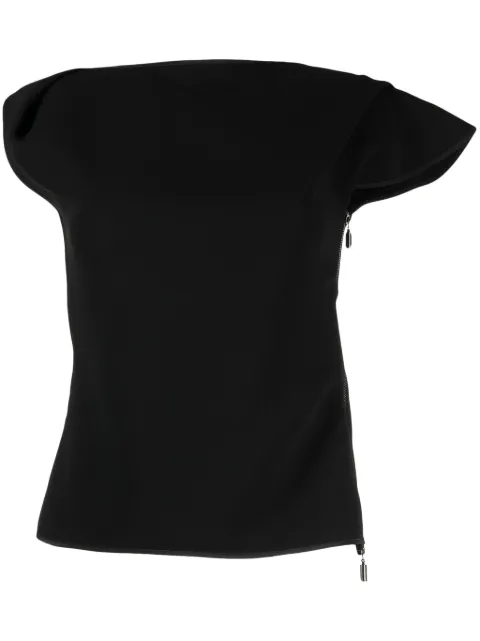 Maticevski asymmetric cap-sleeved T-Shirt Black TO5204