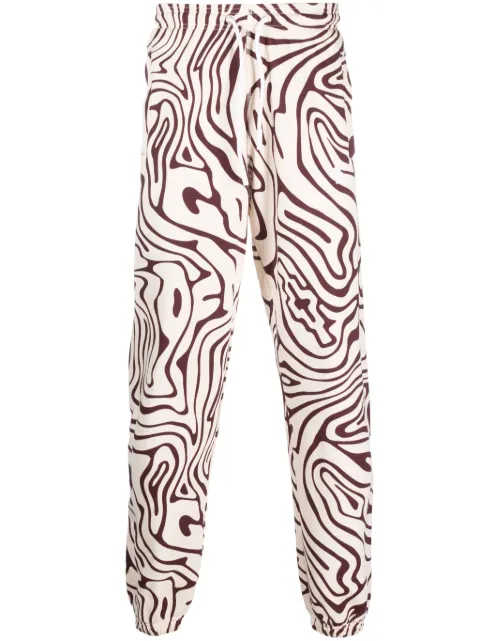 COUNTY OF MILAN swirl-print cotton track pants Red CMCH024F23FLE0036F28
