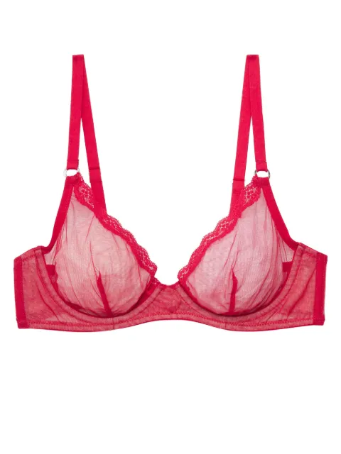 Fleur Du Mal sheer tulle demi bra Red BR04000323