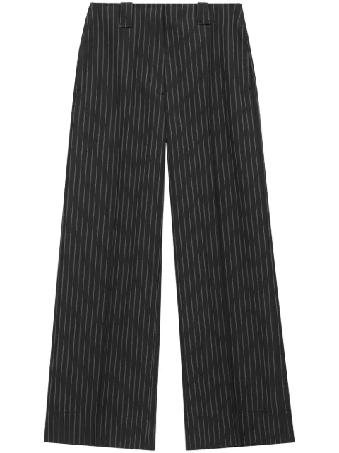 GANNI pinstripe-pattern wide-leg trousers Black F8232