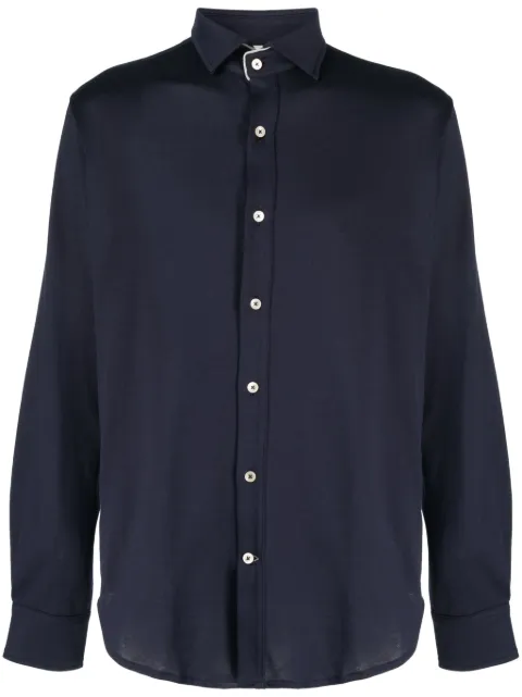 Eleventy contrasting-trim cotton shirt Blue X75CAMH02TSH26001