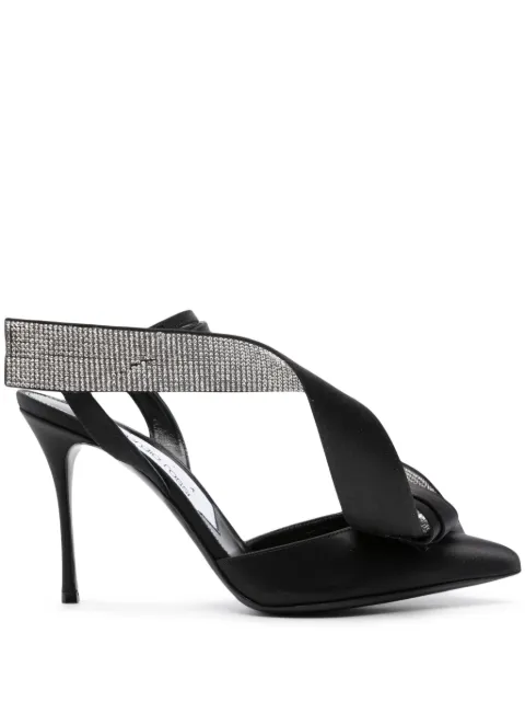 Sergio Rossi Marquise 100mm bow-detail satin pumps Black B06100MFI912