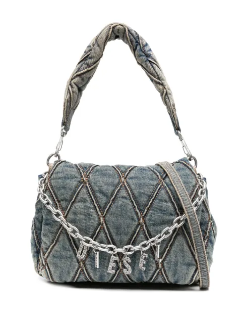 Diesel Charm-D-small shoulder bag in quilted denim Blue X09597P5570