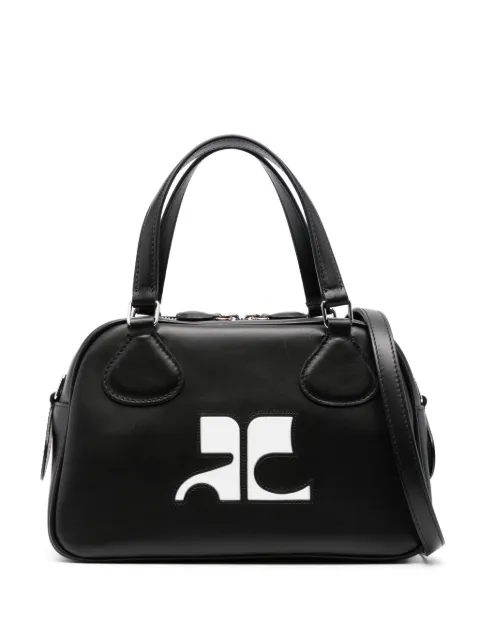 Courrèges logo-appliqué leather bowling bag Black 323GSA062CR0027