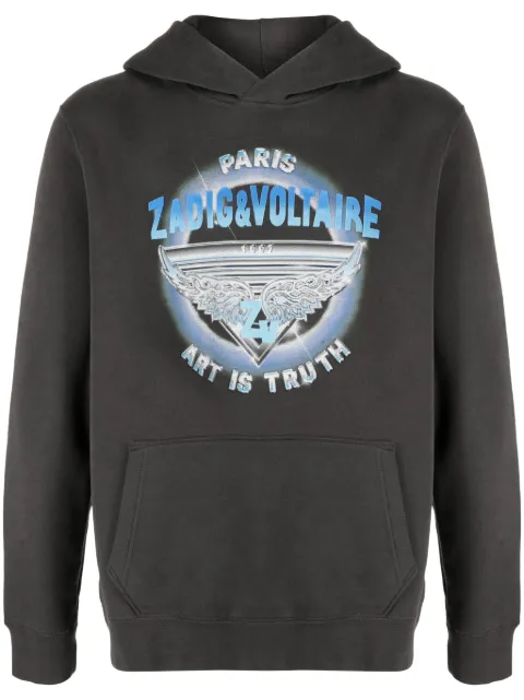 Zadig&Voltaire logo-print organic cotton-blend hoodie Grey JMSS00221