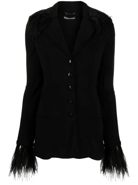 Alberta Ferretti goose-feather trim button-up jacket Black AEF232U05216621