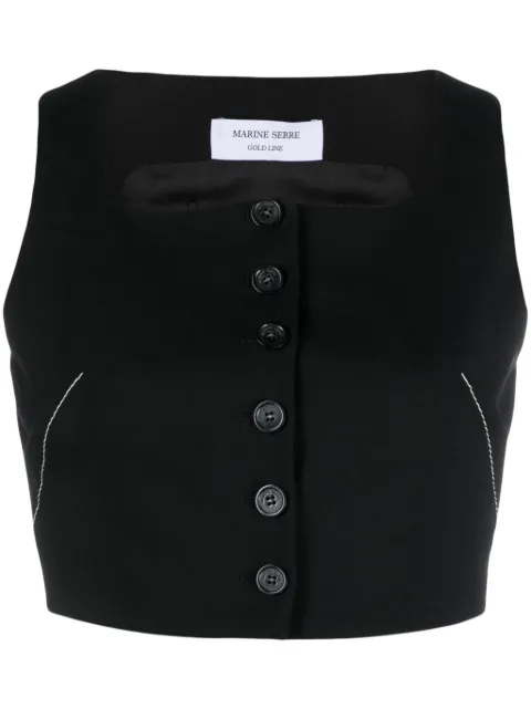 Marine Serre Tailoring Bustier cropped waistcoat Black WTO084RWOV0001