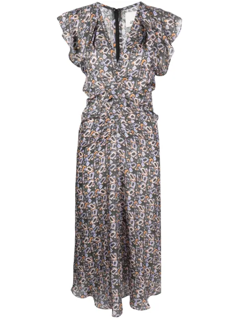 ISABEL MARANT Lyndsay graphic-print midi dress Black RO0229FAA3J09I