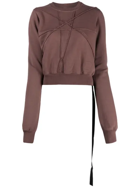 Rick Owens DRKSHDW organic cotton cropped sweatshirt Purple DS02C5223FET1