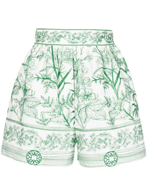 Elie Saab floral-print high-waist shorts White 15138