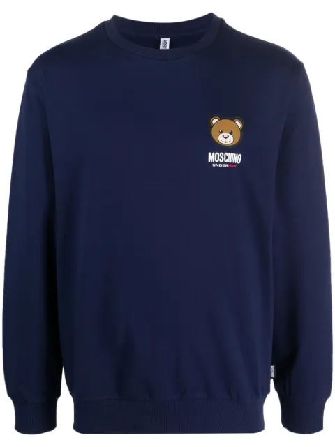 Moschino Leo Teddy-print sweatshirt Blue A17884413