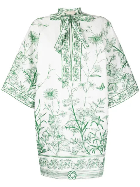 Elie Saab embroidered half-sleeves dress White 15137