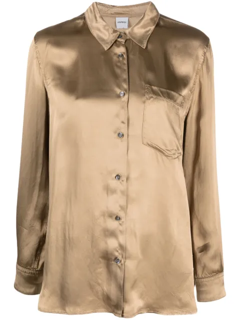 ASPESI long-sleeve satin-finish shirt Brown 5460M077