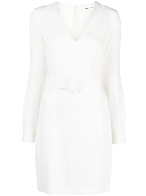 P.A.R.O.S.H. belted V-neck minidress White POKERD725218
