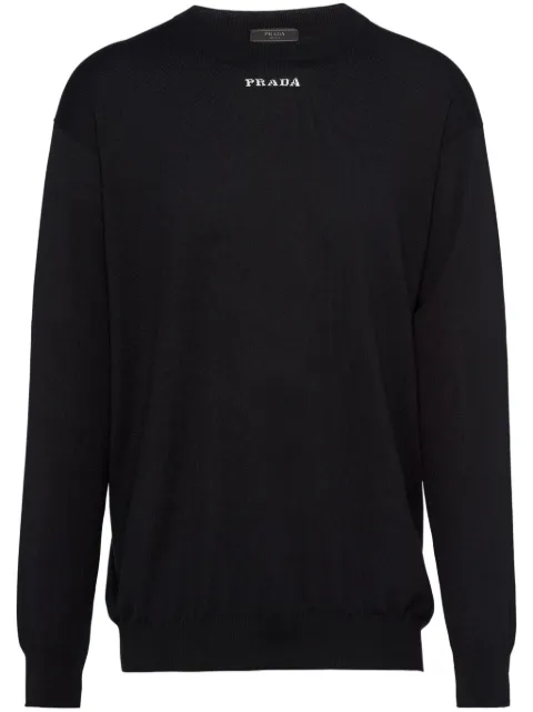 Prada intarsia-logo cashmere jumper Black UMB678SOOO134D
