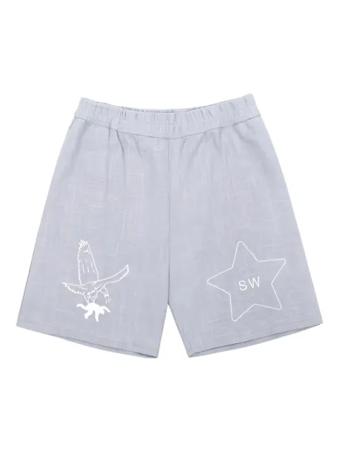 Saintwoods eagle-motif track shorts Blue SW01707