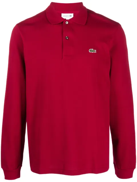 Lacoste logo-patch long-sleeve cotton polo shirt Red L1312