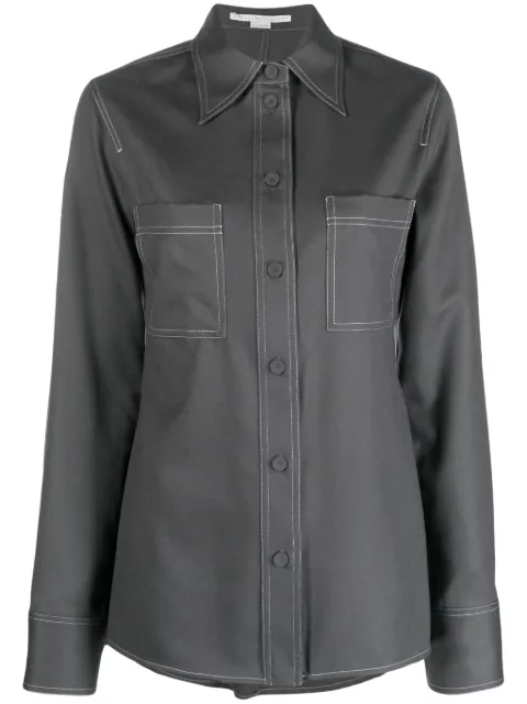 Stella McCartney pointed-collar flannel shirt Grey 6200413CU703