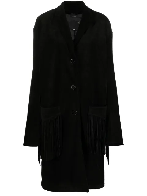 R13 fringed suede single breasted coat Black R13WR179