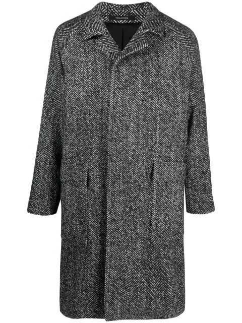 Tagliatore Loyd chevron-knit peacoat Black LOYDS340218