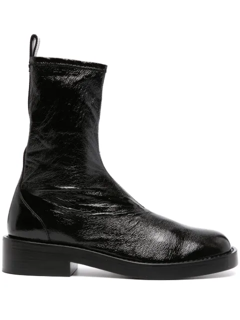 Courrèges logo-patch cracked-effect boots Black 323SAB010VY0015