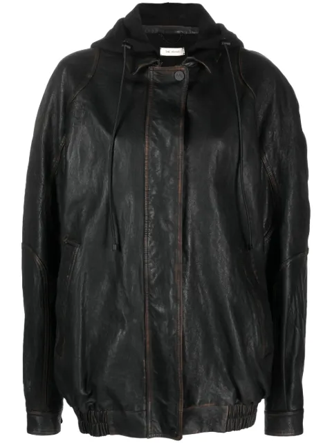The Mannei Batumi drawstring-hood leather jacket Black BATUMIJACKET