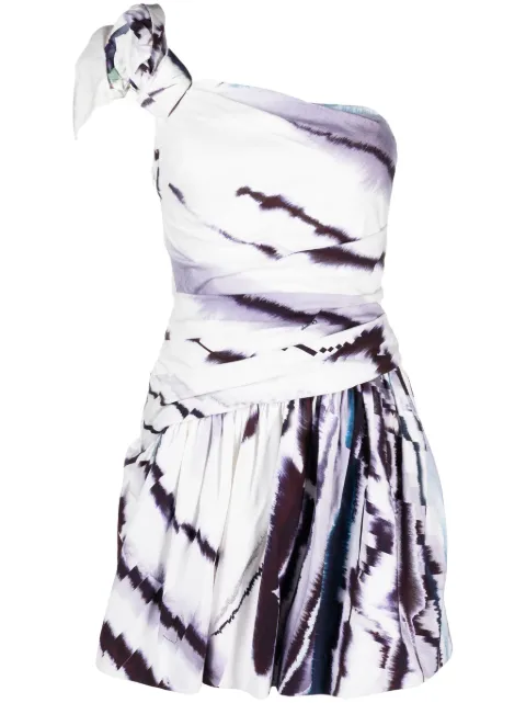 Gemy Maalouf tie-dye print one-shoulder dress White NH2270