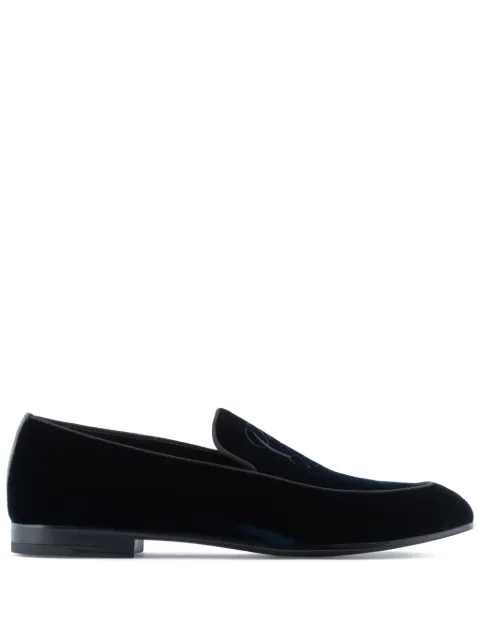 Giorgio Armani logo-debossed velvet-finish loafers Blue X2A373XM649