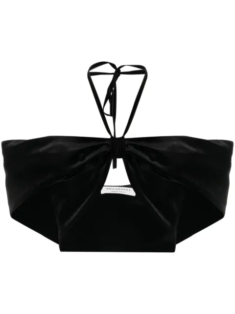 Philosophy Di Lorenzo Serafini velvet-effect halterneck cropped top Black A08015728