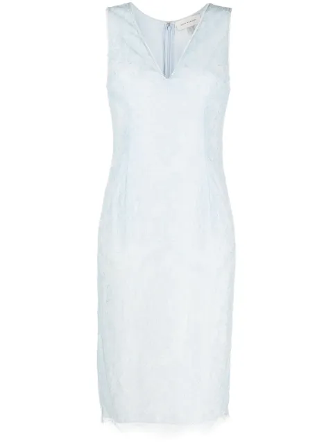 Gemy Maalouf Chantilly lace V-neck midi dress Blue LPS195855A