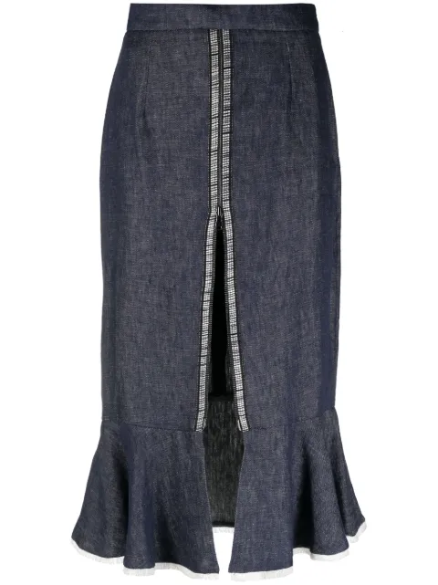 Gemy Maalouf zipped-slit godet midi skirt Blue LPR195787SS