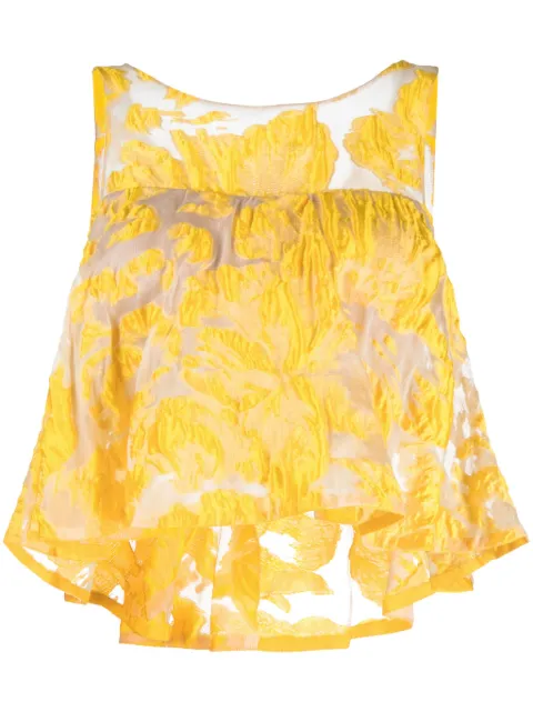 Gemy Maalouf semi-sheer sleeveless top Yellow LPS164600T