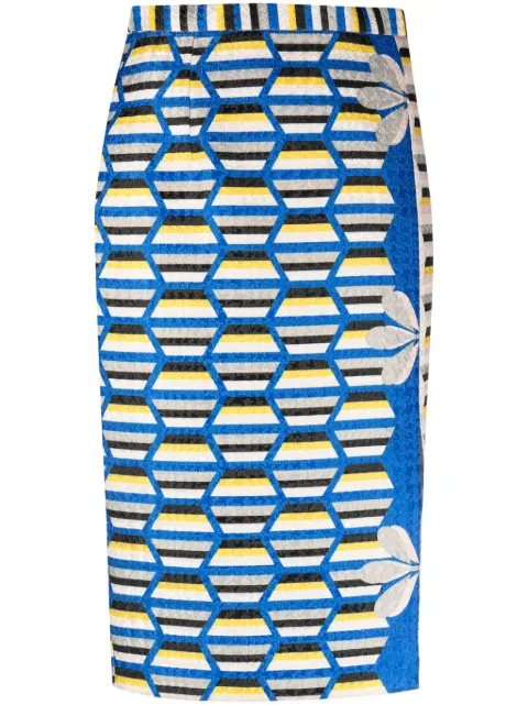 Gemy Maalouf geometric-pattern high-waist midi skirt Blue LPR185342MS