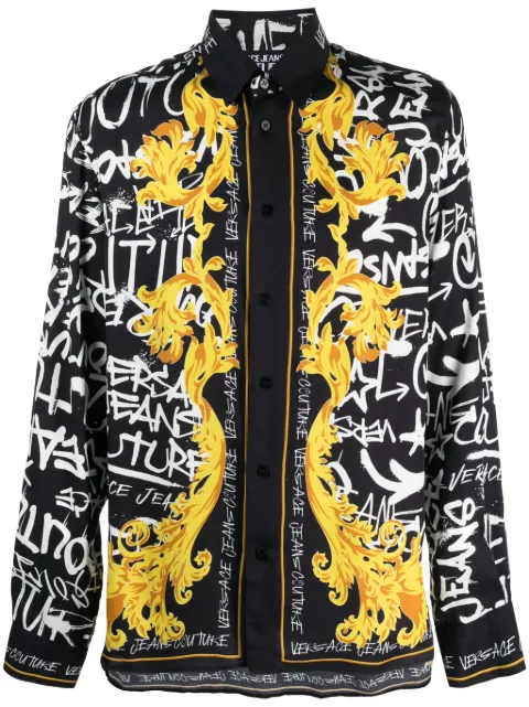 Versace Jeans Couture logo-print long-sleeve shirt Black 75GAL2RGNS316