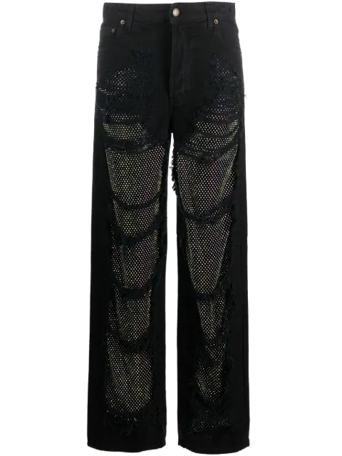 DARKPARK Karen crystal-embellished straight-leg jeans Black WTR16FAP06