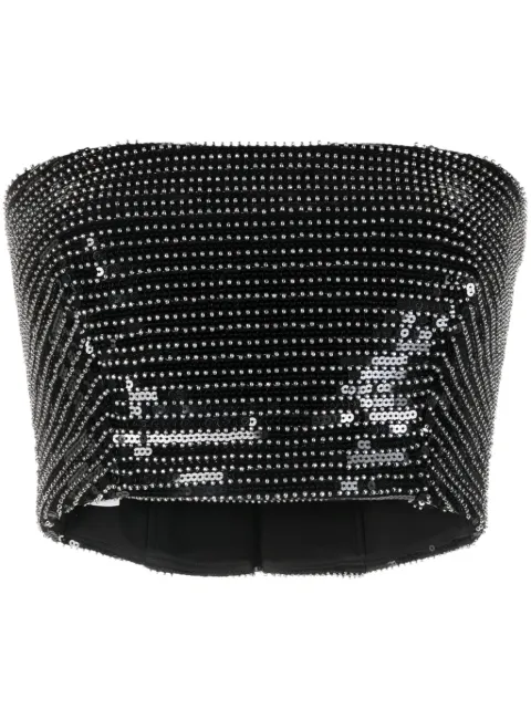 Gemy Maalouf sequined cropped top Black LPPF206343T