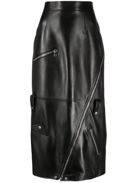 Alexander McQueen high-waisted polished-finish skirt Black 769318Q5ALZ