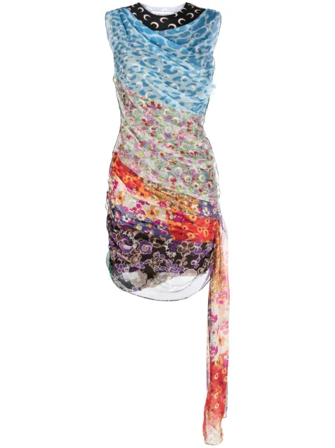 Marine Serre Regenerated Scarves silk minidress Blue WDR029UWOV0005