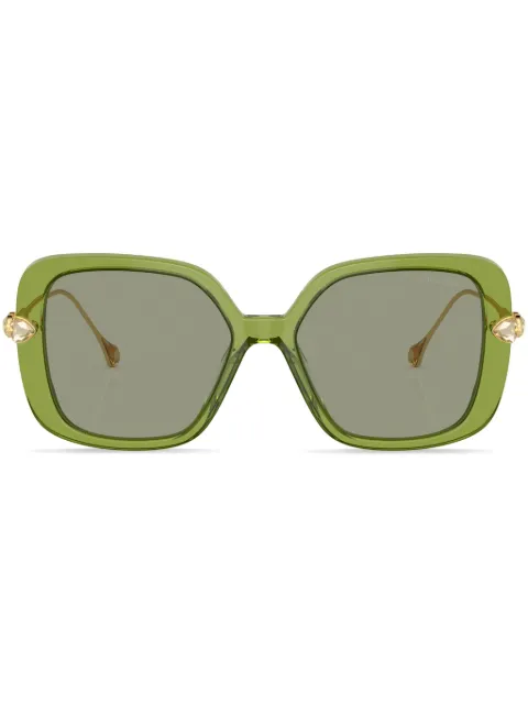 Swarovski Eyewear crystal-embellished oversize-frame sunglasses Green SK601130022