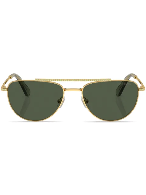 Swarovski Eyewear pavé crystal-embellished pilot-frame sunglasses Gold SK7007401782