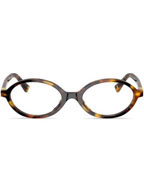 Miu Miu Eyewear tortoiseshell-effect oval glasses Green SMU01XVVAU1O1