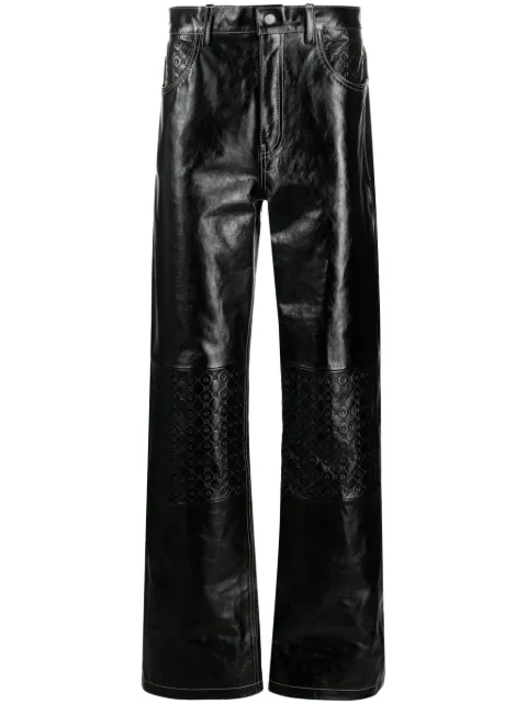 Marine Serre Moonogram leather trousers Black MPA013CLEA0030