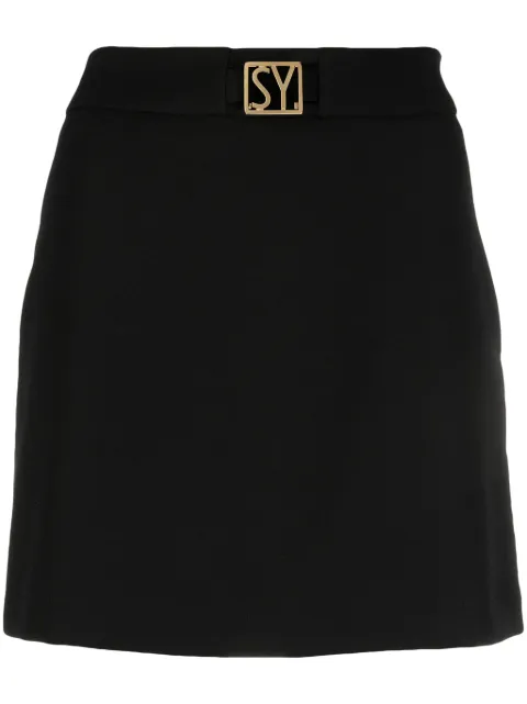 Seventy logo-plaque A-line miniskirt Black GO0673540229