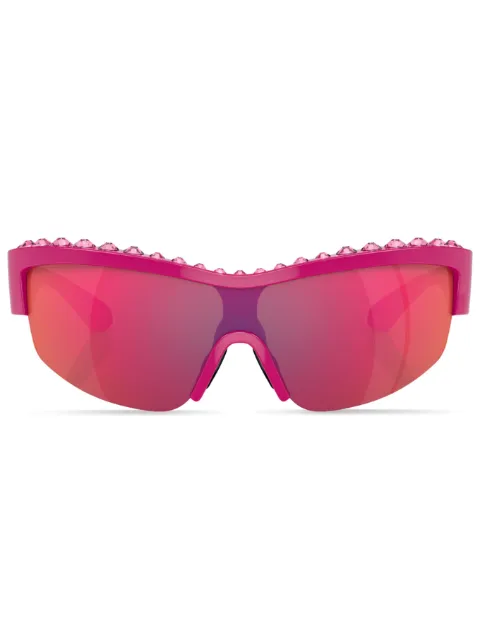 Swarovski Eyewear pavé crystal-embellished mask-frame sunglasses Pink SK601410376Q