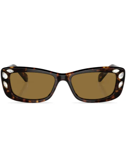 Swarovski Eyewear crystal-embellished rectangle-frame sunglasses Brown SK6008100273