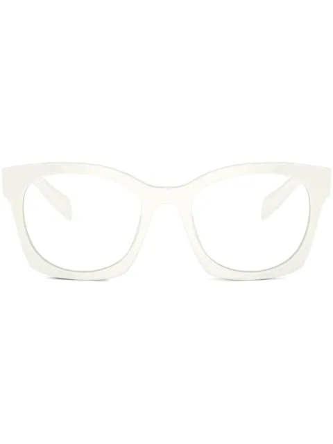 Prada Eyewear logo-lettering D-frame glasses White SPRA05V17K1O1